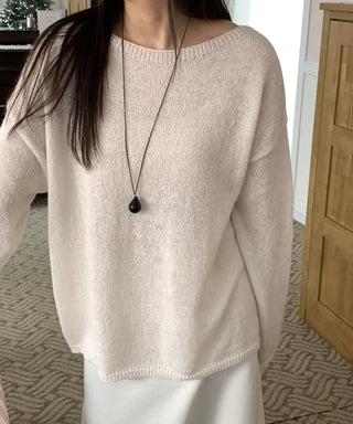 Soft V-neck Balloon Oversized Long Knit