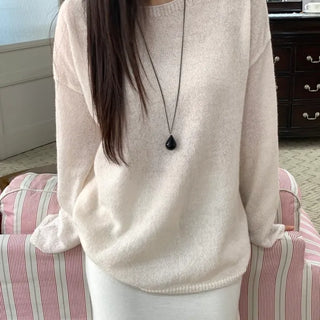Soft V-neck Balloon Oversized Long Knit