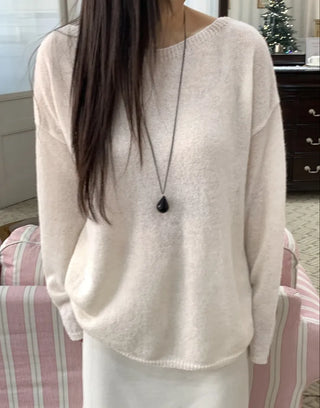 Soft V-neck Balloon Oversized Long Knit