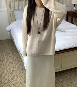 Soft V-neck Balloon Oversized Long Knit