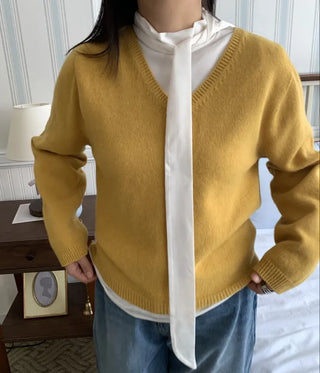 Soft Daily V-Neck Crop Loose Fit Knit