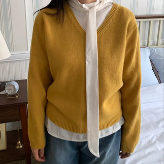 Soft Daily V-Neck Crop Loose Fit Knit