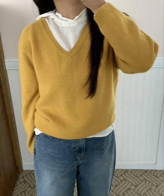 Soft Daily V-Neck Crop Loose Fit Knit