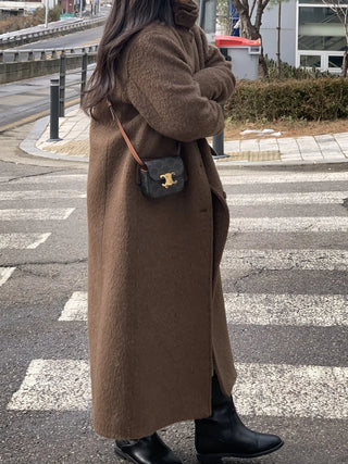 Vintage Wool Single Flap Pocket Long Coat