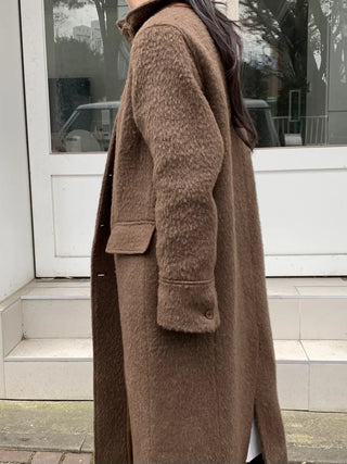 Vintage Wool Single Flap Pocket Long Coat