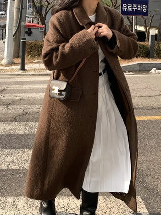 Vintage Wool Single Flap Pocket Long Coat