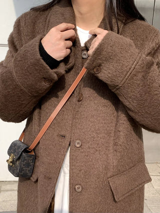Vintage Wool Single Flap Pocket Long Coat
