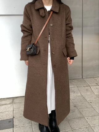 Vintage Wool Single Flap Pocket Long Coat