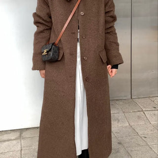 Vintage Wool Single Flap Pocket Long Coat