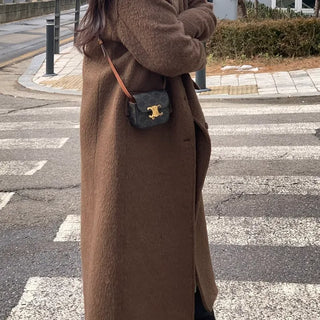 Vintage Wool Single Flap Pocket Long Coat