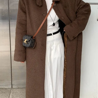 Vintage Wool Single Flap Pocket Long Coat