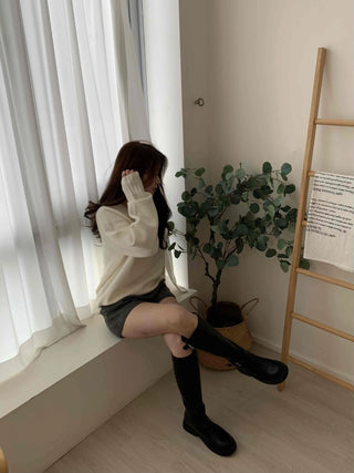 Comfort Volume Sleeve Basic Round Knit