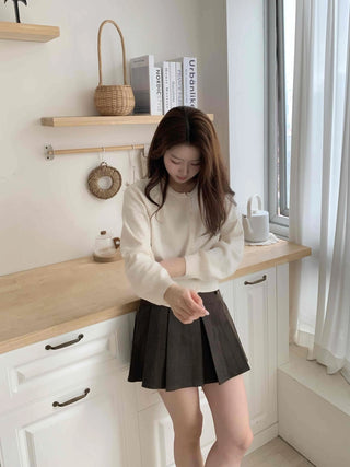 Cotton Round Neck Boxy Fit Crop Knit Cardigan