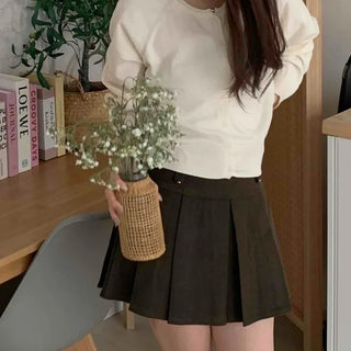 Cotton Round Neck Boxy Fit Crop Knit Cardigan