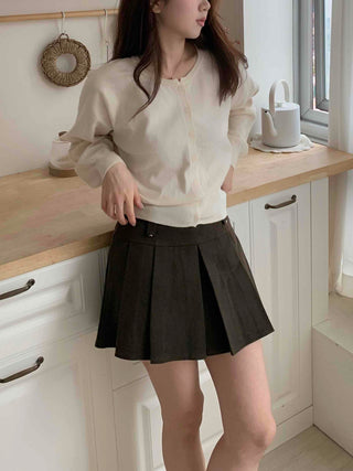 Cotton Round Neck Boxy Fit Crop Knit Cardigan