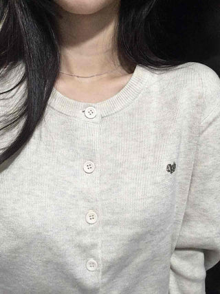 Cozy Round Center Button Mid-length Knit Cardigan