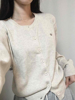 Cozy Round Center Button Mid-length Knit Cardigan