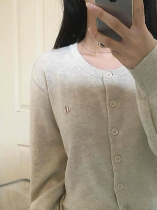 Cozy Round Center Button Mid-length Knit Cardigan