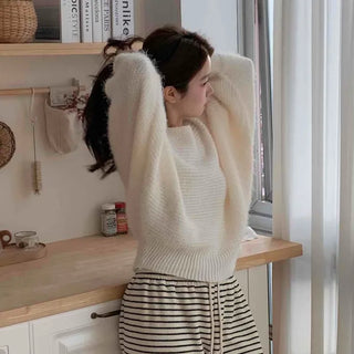 Soft Texture Boat Neck Wide Loose Fit Knit