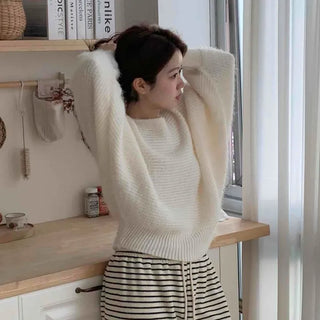 Soft Texture Boat Neck Wide Loose Fit Knit