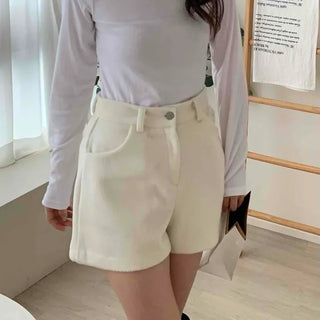 Alpaca Wool High-Waisted Shorts