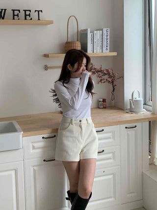 Alpaca Wool High-Waisted Shorts