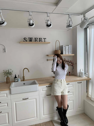 Alpaca Wool High-Waisted Shorts