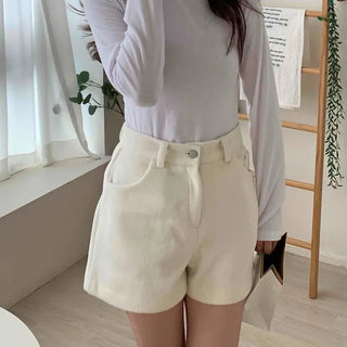 Alpaca Wool High-Waisted Shorts