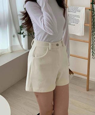 Alpaca Wool High-Waisted Shorts