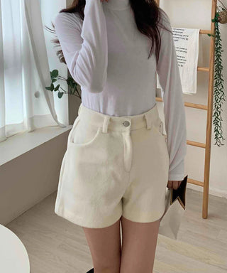 Alpaca Wool High-Waisted Shorts