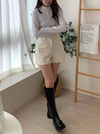 Alpaca Wool High-Waisted Shorts