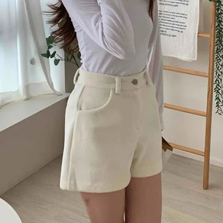 Alpaca Wool High-Waisted Shorts
