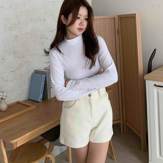 Alpaca Wool High-Waisted Shorts