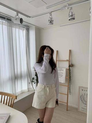 Brushed Plain Slim Fit Mock Turtleneck Long Sleeve T-shirt
