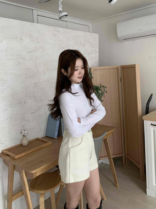 Brushed Plain Slim Fit Mock Turtleneck Long Sleeve T-shirt