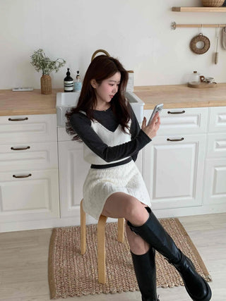 Soft Angora V-Neck Crop Knit Vest