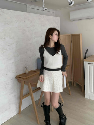 Soft Angora V-Neck Crop Knit Vest