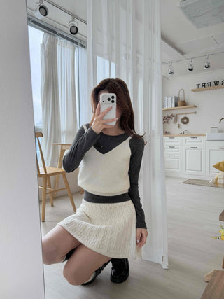 Soft Angora V-Neck Crop Knit Vest