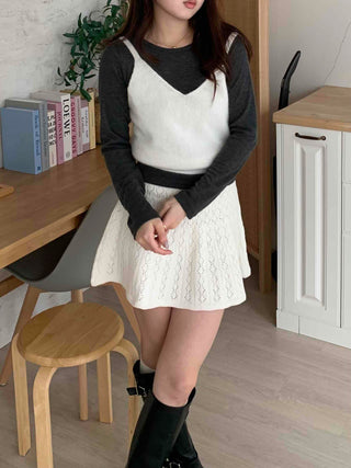 Soft Angora V-Neck Crop Knit Vest