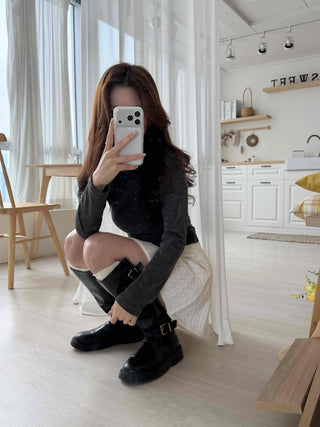 Soft Slim Fit Round Neck Ribbed Long Sleeve Tee