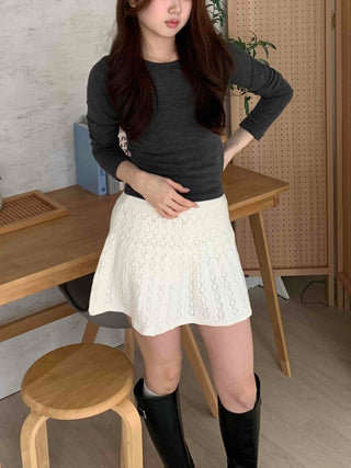 Soft Slim Fit Round Neck Ribbed Long Sleeve Tee