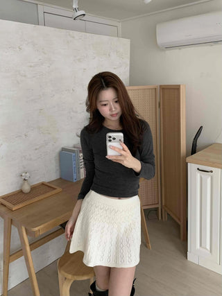 Soft Slim Fit Round Neck Ribbed Long Sleeve Tee