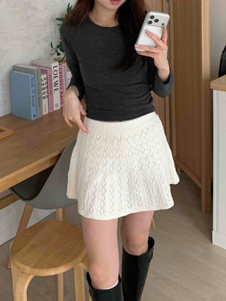Soft Slim Fit Round Neck Ribbed Long Sleeve Tee