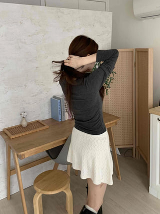 Soft Slim Fit Round Neck Ribbed Long Sleeve Tee