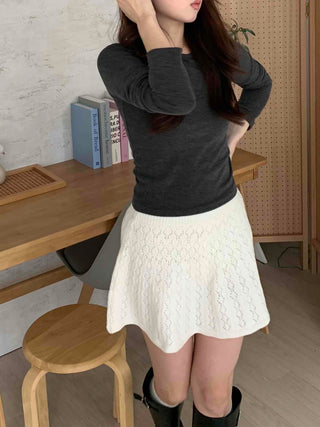 Soft Slim Fit Round Neck Ribbed Long Sleeve Tee