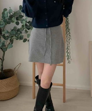 Daily Elastic String Knit Mini Skirt
