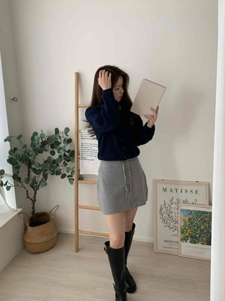 Daily Elastic String Knit Mini Skirt