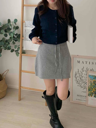 Daily Elastic String Knit Mini Skirt