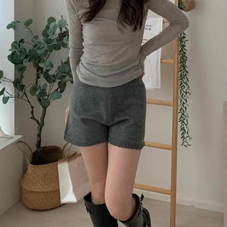 Soft High-Waisted Knit Shorts
