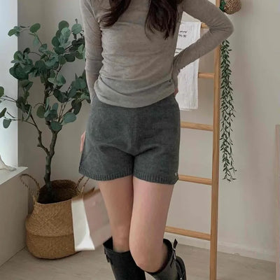 Soft High-Waisted Knit Shorts